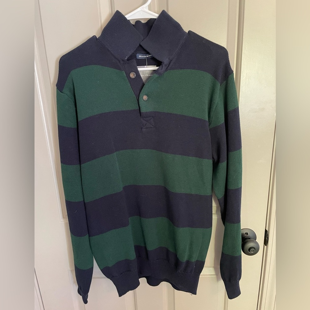 Brandy Melville Katiana Striped Sweater Green Navy One Size